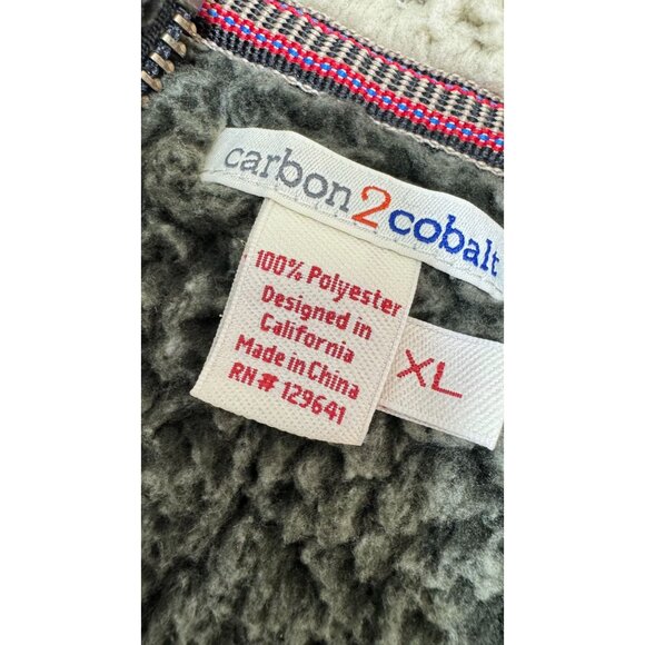 Carbon 2 Cobalt Sweater Jacket Mens XL Gray 1/4 Quarter Zip Sherpa Fleece Fuzzy - Picture 2 of 7